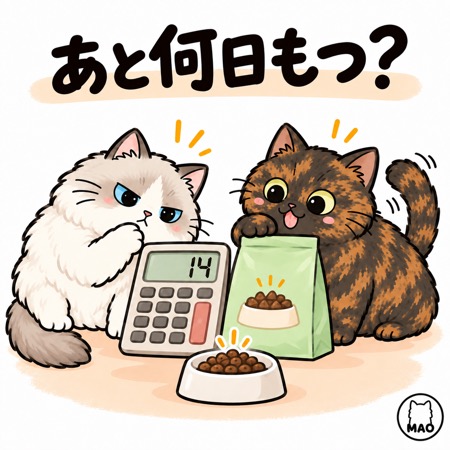 キャットフード、あと何日もつ?